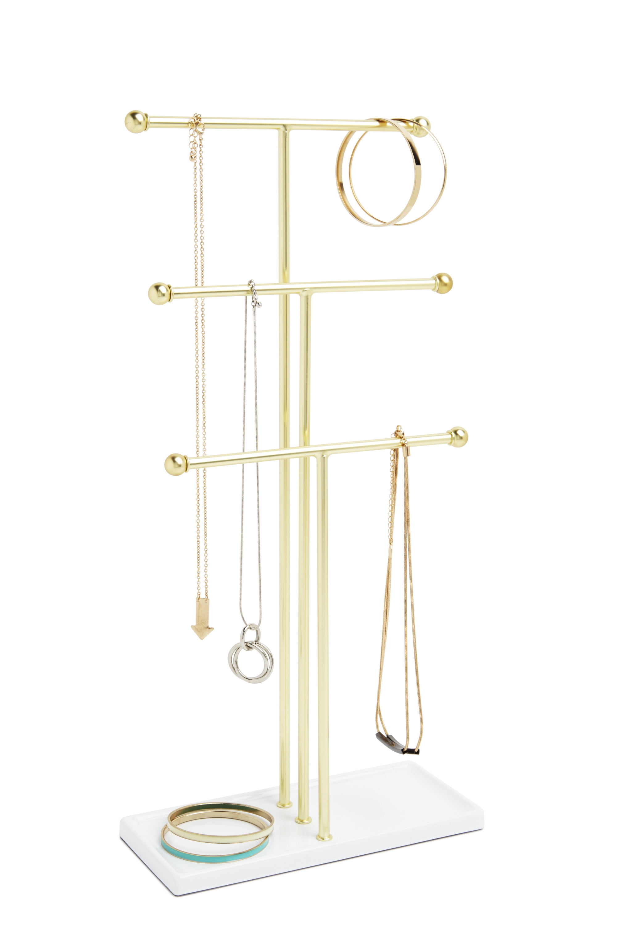 Elegant Tabletop Jewelry Display Stand Bamboo Pendant Chain Holder Organizer 