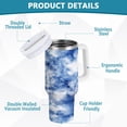 thumbnail image 4 of 30 oz Insulated Stainless Steel Tumbler Double Wall Stainless Steel Tumbler with 2-Way Drinking Blue Tie-dye Pattern, 4 of 9