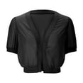thumbnail image 5 of JGGSPWM Women Shrug Soft Chiffon Open Front Sheer Half Sleeve Cardigan for Evening Dress Black M, 5 of 7