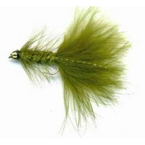 4 Bead Head Woolly Bugger Olive Fishing Flies, Trout Flies - Size 10, 12, 14, 16