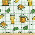 thumbnail image 2 of Ambesonne Beer Fabric by the Yard Upholstery, Alcohol Drink Mugs and Glasses, 5 Yards, White Earth Yellow Green, 2 of 5