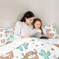 thumbnail image 4 of Manfei Cute Highland Cattle Queen Comforter Set 3 Pieces,Cartoon Cactus Comforter Sets Queen,Teal Brown,1 Comforter and 2 Pillowcases,Reversible, 4 of 6