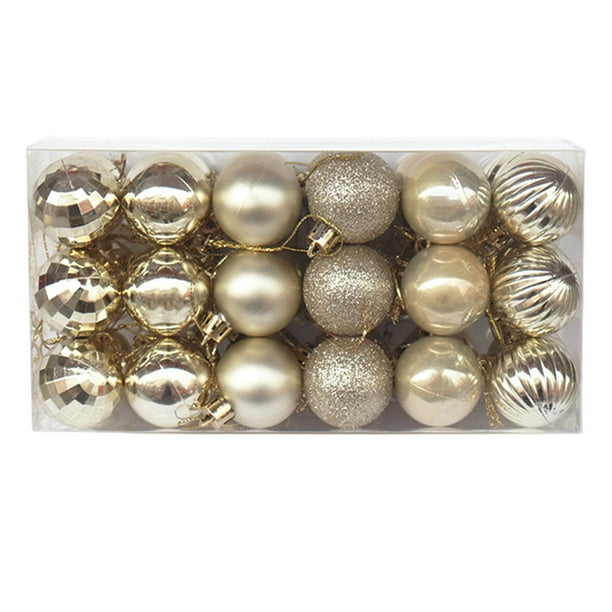30 piezas de bolas de Navidad adornos inastillables decoraciones para árboles de Navidad juego de bolas colgantes para decoración de fiesta de Kits de decoración para fiestas Dorado champagne Bearachild HA007626-13B