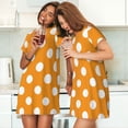 thumbnail image 4 of Sikiie Orange And White Polka Dot Print Women's Short-sleeved Nightdress, Round Neck Pullover Nightdress Pajamas Summer Home Wear, 4 of 6
