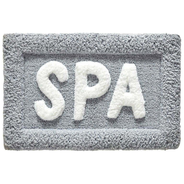 Better Homes & Gardens Tufted Typography Microfiber Bath & Spa Rug Set,  Gray, 2 Pieces