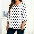 thumbnail image 6 of Mifsaly Plus Size Womens Tops Polka-Dot 3/4 Sleeve Oversized Tshirts Office Going Out Summer Blouse Dressy Casual Fall Fashion Clothing XXXXXL, 6 of 6
