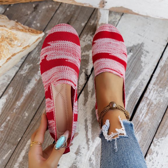 Round Toe Women's Travel Walking Lightweight Casual Shoes Comfortable Plus Size Daily Wear Spring Summer Red 9.5