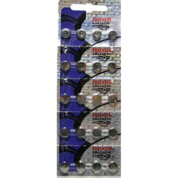 20 Maxell 377 SR626SW AG4 Batteries, New hologram packaging