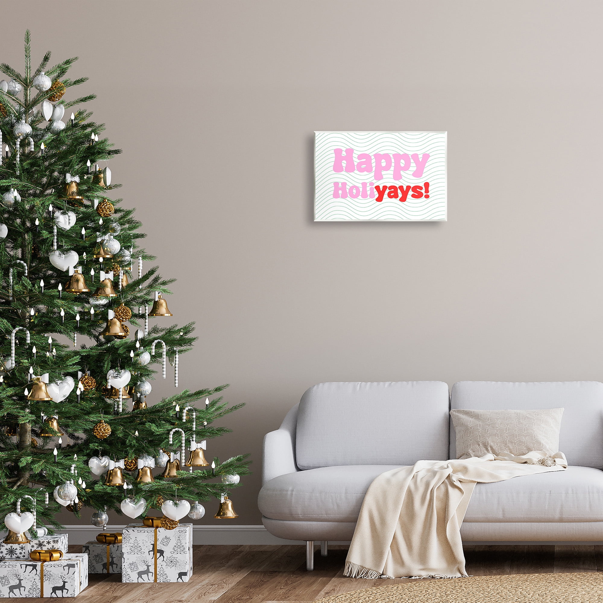 Stupell Industries Happy Holiyays Patterned Holiday Painting Unframed Art Print Wall Art, 19 x 13