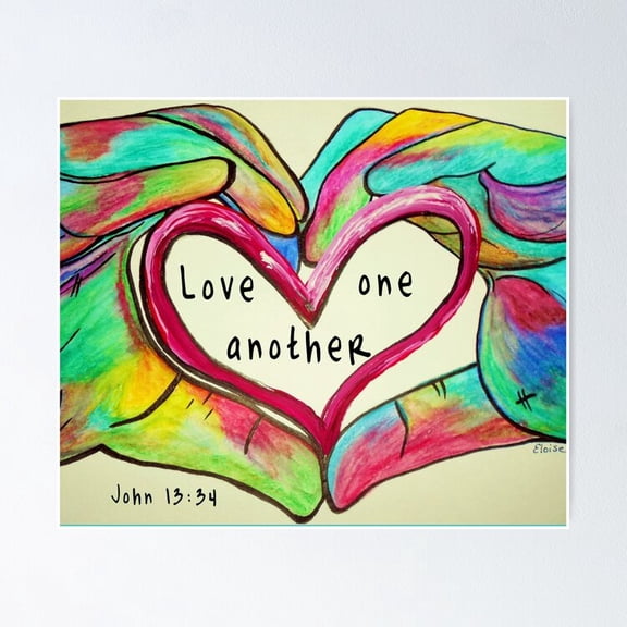 Kna Prints - Love One Another John 13: 34 Poster Wall Art Print For Home Decor, Living Room, Bedroom, Office, UNFRAMED-8x12