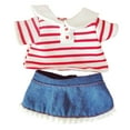 thumbnail image 4 of Camiseta y falda vaquera para muñecas de 20 cm, disfraz suave, regalo de Acción de Gracias. Raya roja, 4 of 8