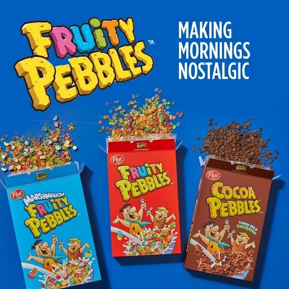 Post Cocoa PEBBLES Cereal, Chocolatey Kids Cereal, Gluten Free, Crunchy 27.5 oz Mega Size Box(pack of 4)