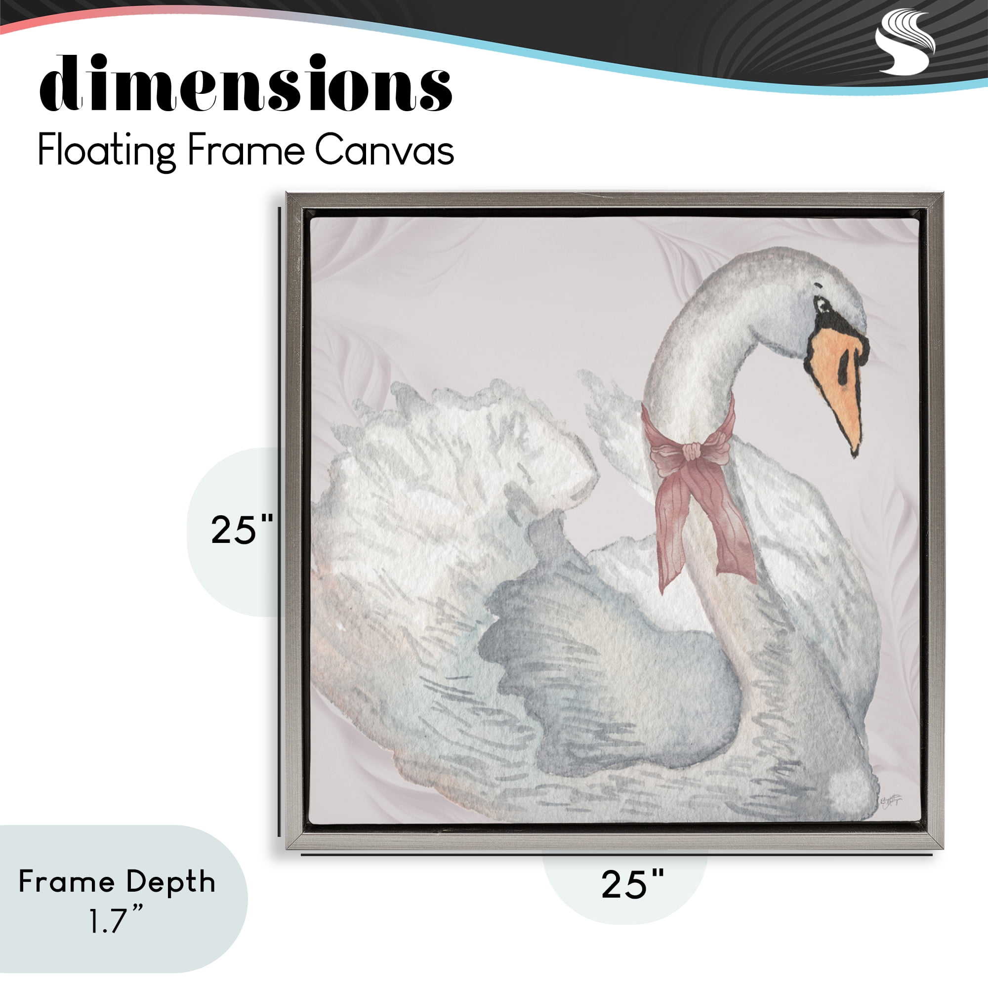 Stupell Industries Subdued Classic Swan Gray Framed Floater Canvas Wall Art, design by Elizabeth Medley