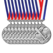 Uxcell Baseball Games Cap Award Medals with Ribbons, Winner Medals Prizes for Competitions Sports Party Silver