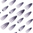 thumbnail image 3 of Gradient Black to Gray Ombre Press on Nails, Long Stiletto Glitter Rhinestone Accent Glossy False Nails, 24 Count, 3 of 7