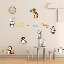 Cute Penguins Wall Stickers Removable Vinyl Wall Decals Quotes Wall Sticker for Nursery Bedroom Playroom Classroom Wall Decorations Home Indoor Window Door Decor Wall Art Decor