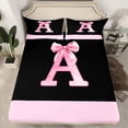 thumbnail image 2 of jejeloiu Girls Pink Bowknot Twin Sheet Sets,First Letter E Bedding For Kids 3-Piece, 2 of 7