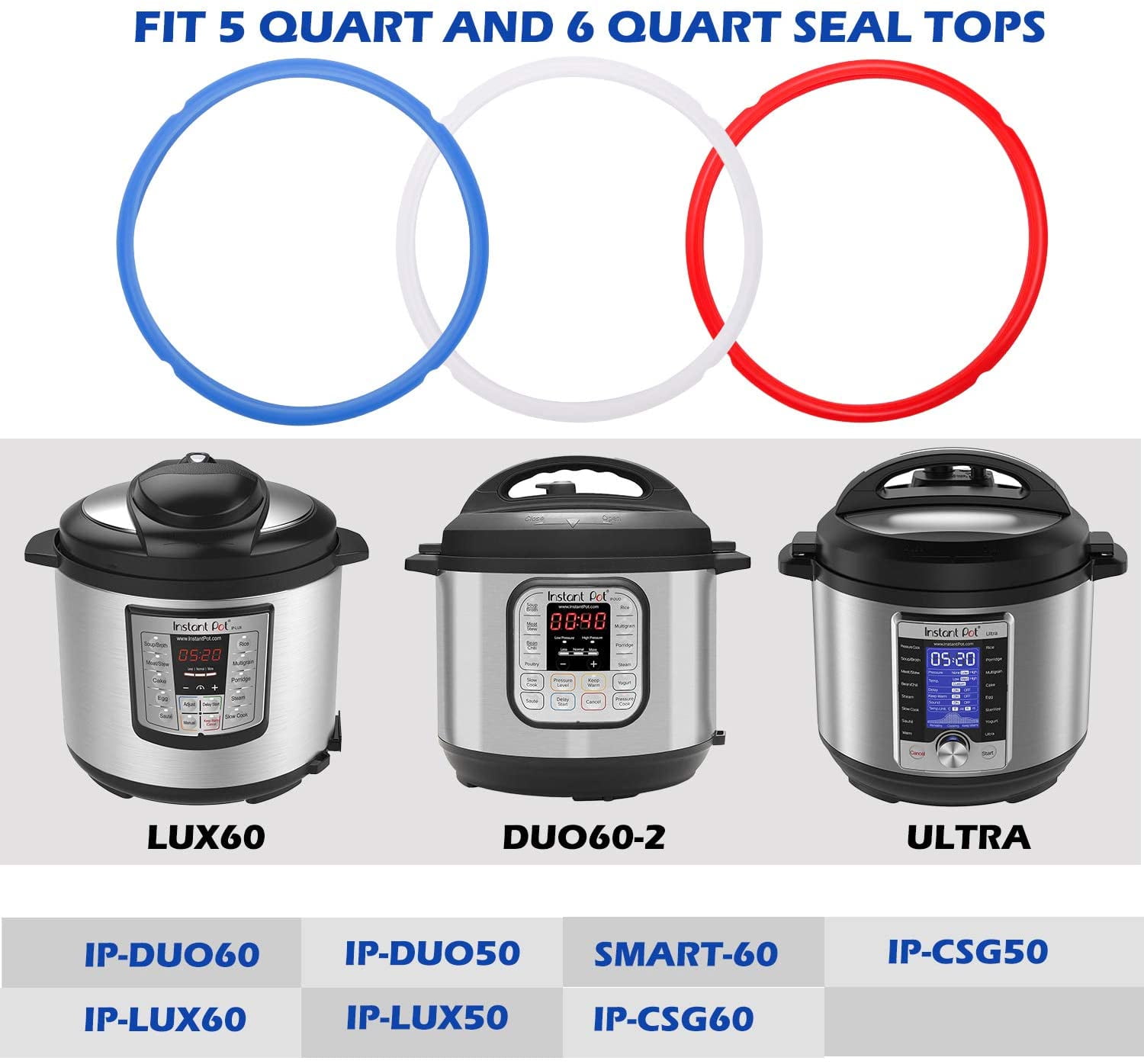 Mocoosy 3PCS Silicone Sealing Ring for Instant Pot 6 Qt Insta Pot Seals  Replacement Gasket 6 Quart Instapot Sealing Ring for 6/5Qt And IP-DUO60,  IP-LUX60, IP-DUO50, Smart-60, IP-CSG60 