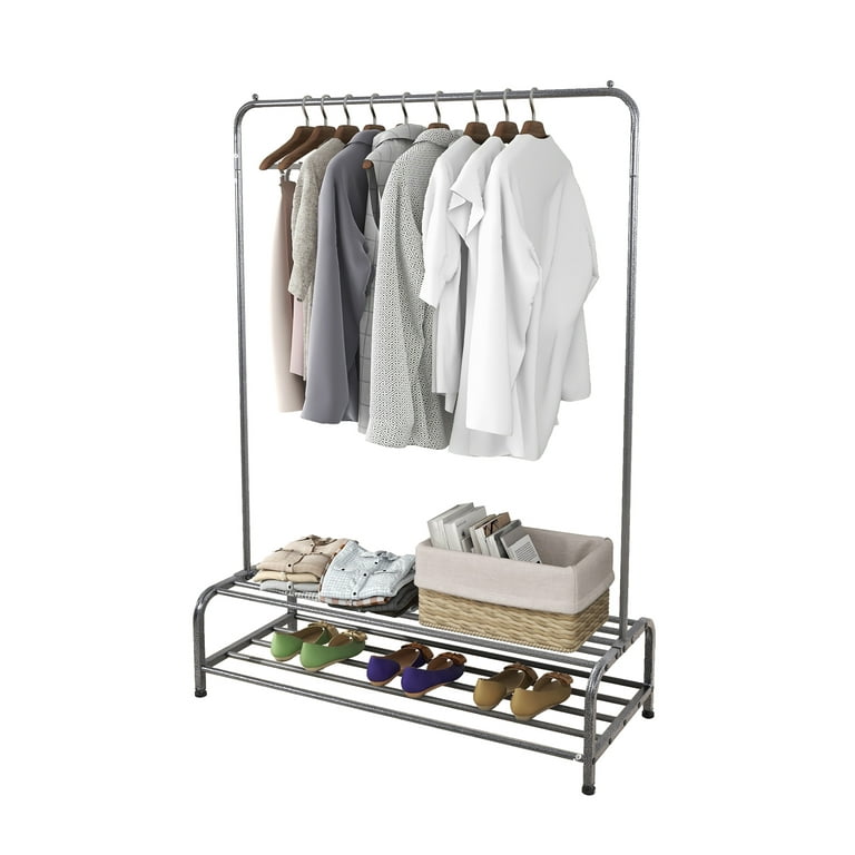 Dropship Clothing Garment Rack With Shelves, Metal Cloth Hanger Rack Stand Clothes  Drying Rack For Hanging Clothes to Sell Online at a Lower Price