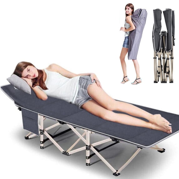 FICISOG Folding Camping Cots,900lbs Double Layer Oxford Strong Heavy Duty Wide Cots for Camp Office Use,with Carry Bag(without Matress)