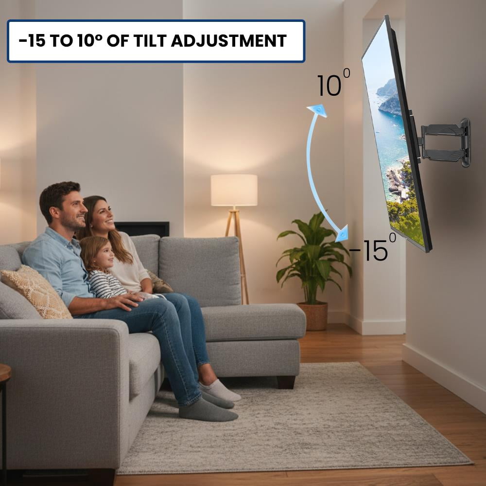 Lectronify Full Motion TV Wall Mount for 25–55" TVs, Swivel & Tilt Adjustable Arm, 77 lb Capacity, VESA Up to 400x400, Space Saving Design