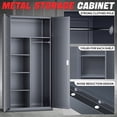 thumbnail image 2 of DNA Motoring 72" Gray Lockable Metal Storage Wardrobe Cabinet w/ Hanging Rod & 4 Shelves, 2 of 7