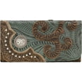 thumbnail image 2 of American West 8983282 Annies Secret Collection Ladies Tri-Fold Wallet, Distressed Charcoal Brown, Turquoise & Sand, 2 of 4