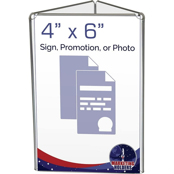 10 Pack Table Sign Holder 4 x 6 Inch Clear Acrylic Counter Signage
