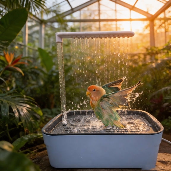 Automatic Bird Shower Bathtub, USB Circulating Parrot Bath Fountain for Cage, Self-Cleaning Bird Shower Bath for Parakeets, Cockatoos, African Greys