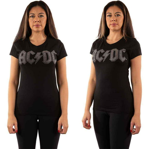 AC/DC Ladies Embellished T-Shirt: Logo (Small)
