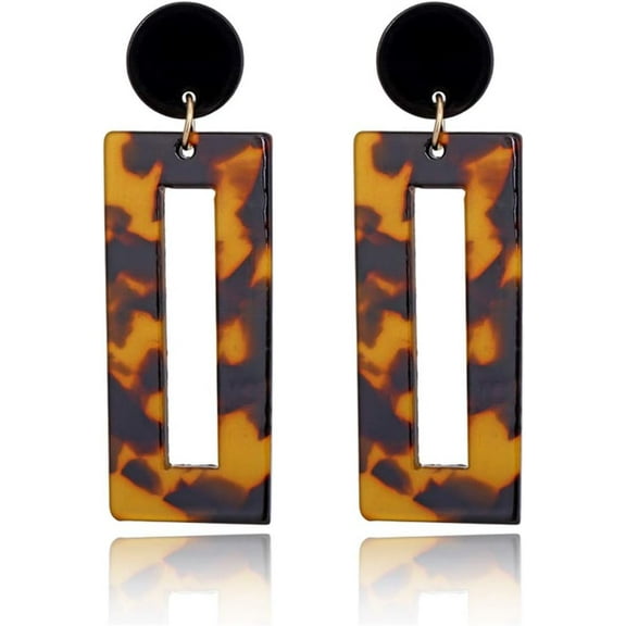 Acrylic  Dangle Earrings for Women Vintage Geometric Tortoiseshell Hoop Earrings Jewelry Accessories(dark brown)