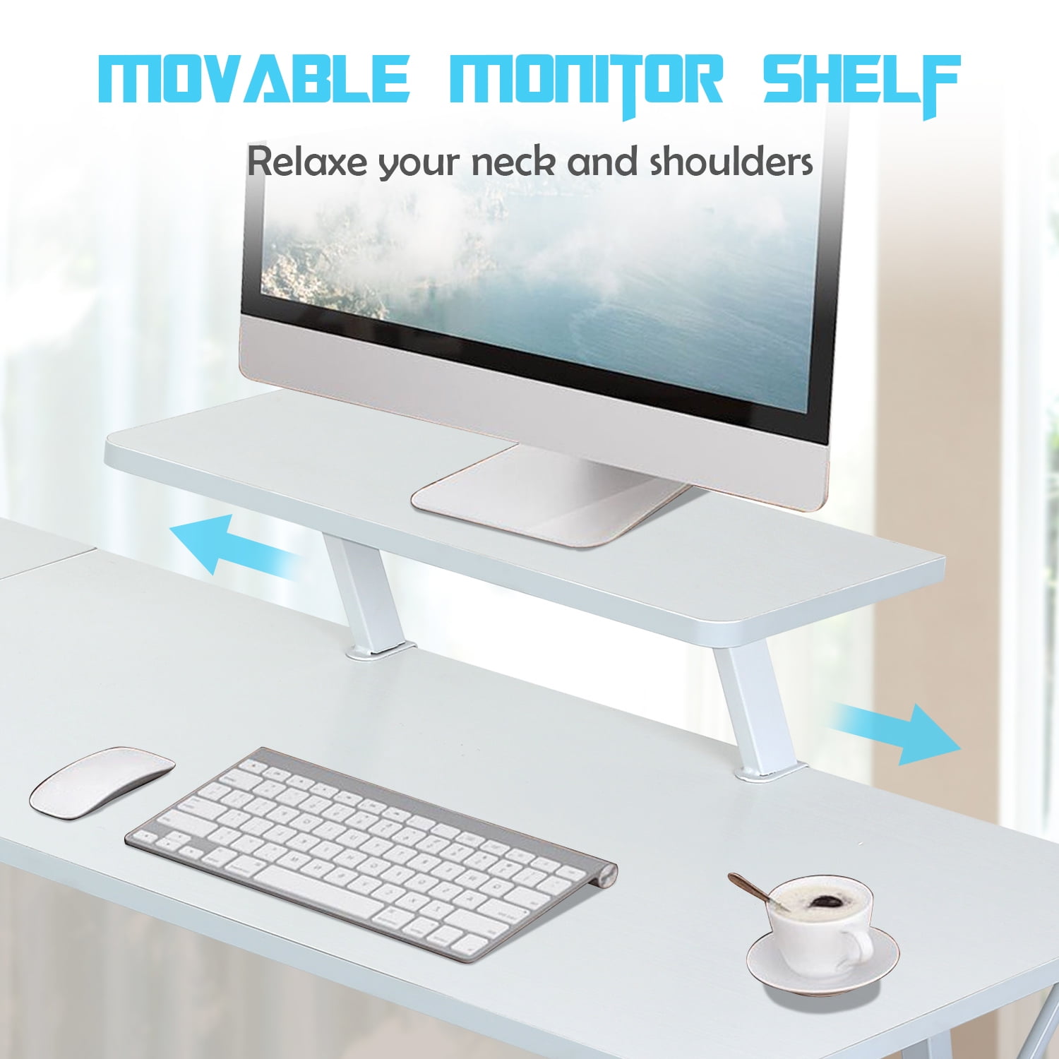 CL.HPAHKL L Shaped Gaming Desk, Corner Computer Desk with Large Desktop PC Gaming Desk Table with Large Monitor Riser Stand 50 Inch Computer Table Desk for Home Office Gaming Writing Study, White