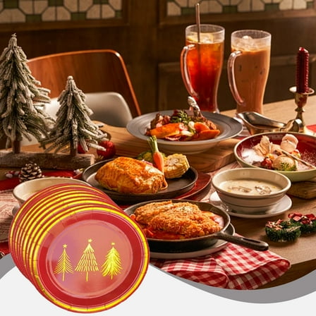 ufehgfjh Holiday Saving Paper Plates Paper Plates Christmas Disposable Cutlery