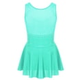 thumbnail image 2 of Doomiva Big Girls Shiny Rhinestone Mesh Splice Back Figure Ice Skating Dress Ballet Tank Leotard Mint Green 10, 2 of 7