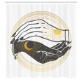thumbnail image 3 of Ambesonne Magic Moon Shower Curtain, Moon and Sun Hands Art, 69"Wx84"L, Mustard and Taupe Grey, 3 of 5