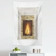 thumbnail image 1 of Fireplace Tapestry, Classic Wood Piece of Living Room Design Shadow Illustration Print, Fabric Wall Hanging Decor for Bedroom Living Room Dorm, 5 Sizes, Pale Grey and Apricot, by Ambesonne, 1 of 1