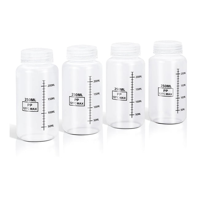 4 botellas de plástico con tapas a prueba de fugas de 8 oz/250 ml