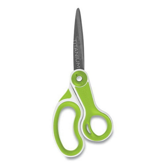 Carbotitanium Bonded Scissors, 8" Long, 3.25" Cut Length, White/green Bent Handle | Bundle of 2 Each