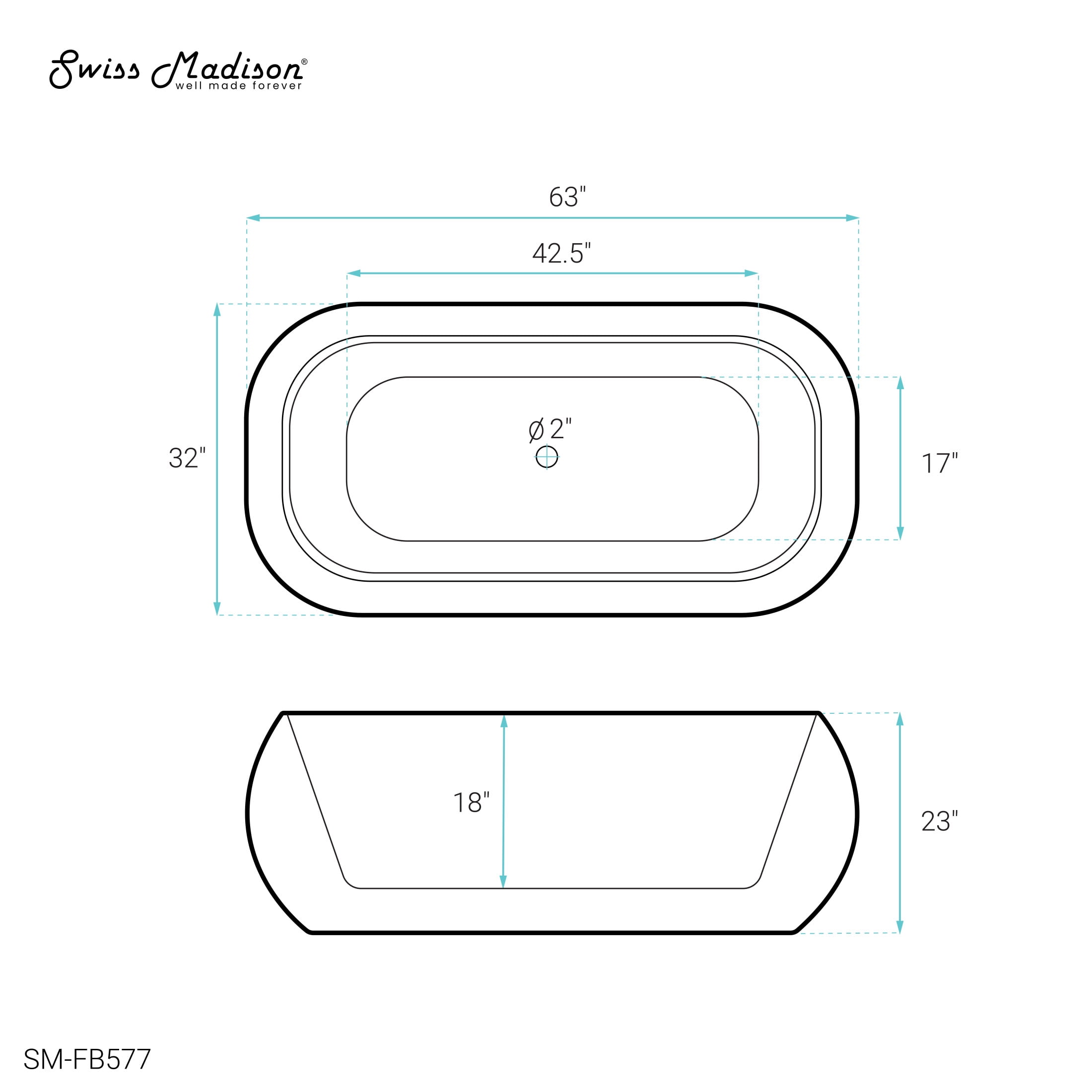 Plaisir 63" Freestanding Bathtub