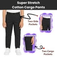 thumbnail image 2 of 3-Pack Boy’s Super Stretch Cotton Cargo Pants – Comfortable & Functional Fit, 2 of 5