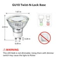 thumbnail image 2 of Lepro GU10 LED Light Bulbs Non-dimmable, 2700K Soft Warm white Indoor Bulbs 4W 50W Replacement for Recessed Track Lighting, 3 Pack, 2 of 7