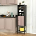 thumbnail image 2 of Giantex 4.8FT Tall Bathroom Storage Cabinet, Freestanding Cupboard w/Door, Adjustable Shelves, Black, 2 of 9