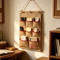 thumbnail image 1 of Aufmer Multifunctional Wall Mounted Storage Rack 8 Compartments Hanging Organizer Bag With Support Rod Space Saving Wall Pouch For Bedroom Bathroom Living Room Tidying, 1 of 6
