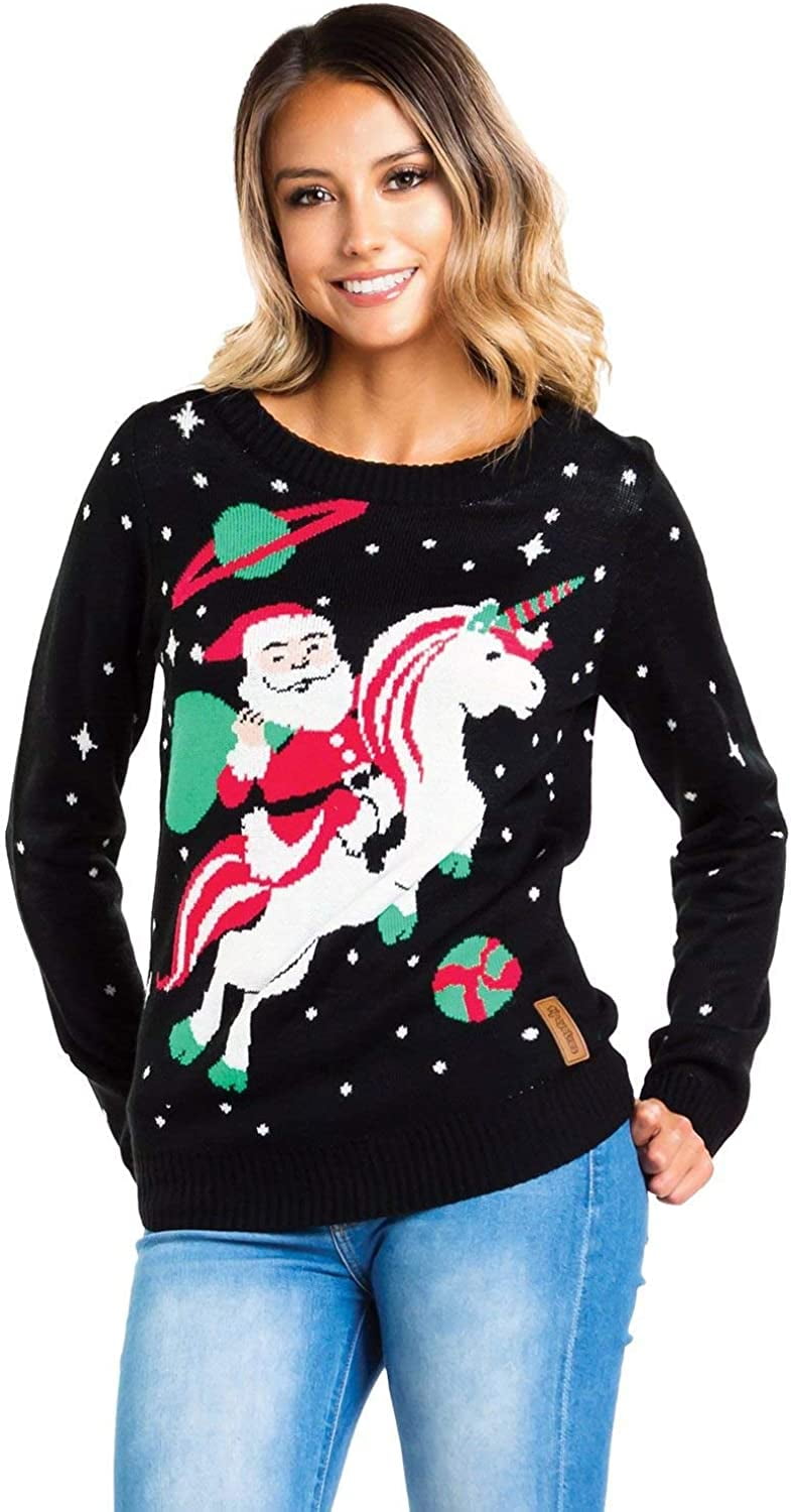 Women's Boats & HO HO Hos Ugly Christmas Sweater | Fun & Ugly X-mas Sweater | Lightweight, Warm, & Soft to The Touch | Navy | Tipsy Elves