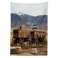 thumbnail image 3 of Ambesonne Wagon Wheel Tablecloth Rectangular Table Cover, Western Style, 60"x90", Brown White, 3 of 4