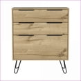 thumbnail image 4 of Dressers, Modern Light Oak 35"H 3-Drawer with Superior Top, Hairpin Legs | Beige | Particle Board, 4 of 5