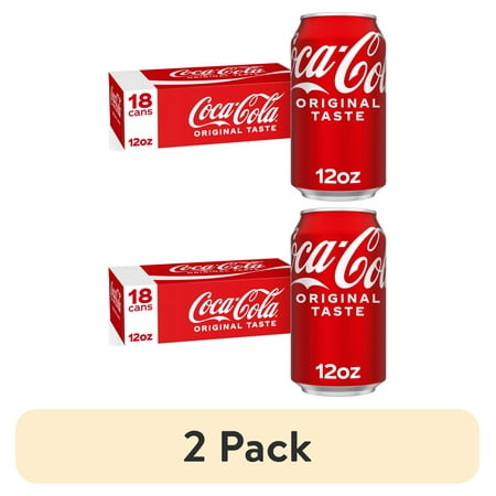 (2 pack) Coca-Cola Soda Pop Cans, 12 fl oz, 18 Pack