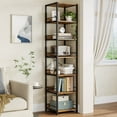 thumbnail image 2 of IRONCK 6-Tier Corner Bookcase,  74.8" Tall Narrow  Corner Shelf Stand，Plant Stand，Display Shelf，Wall Corner Bookshelf for Living Room，Bedroom，Home Office, 2 of 10