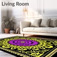 thumbnail image 2 of ODIKA 3'x5' Machine Washable Non-Slip Area Rug, Crochet Yarn Floral Embroidery Canvas Hooking High Traffic Rug with Pad, Black, 743939, 2 of 8