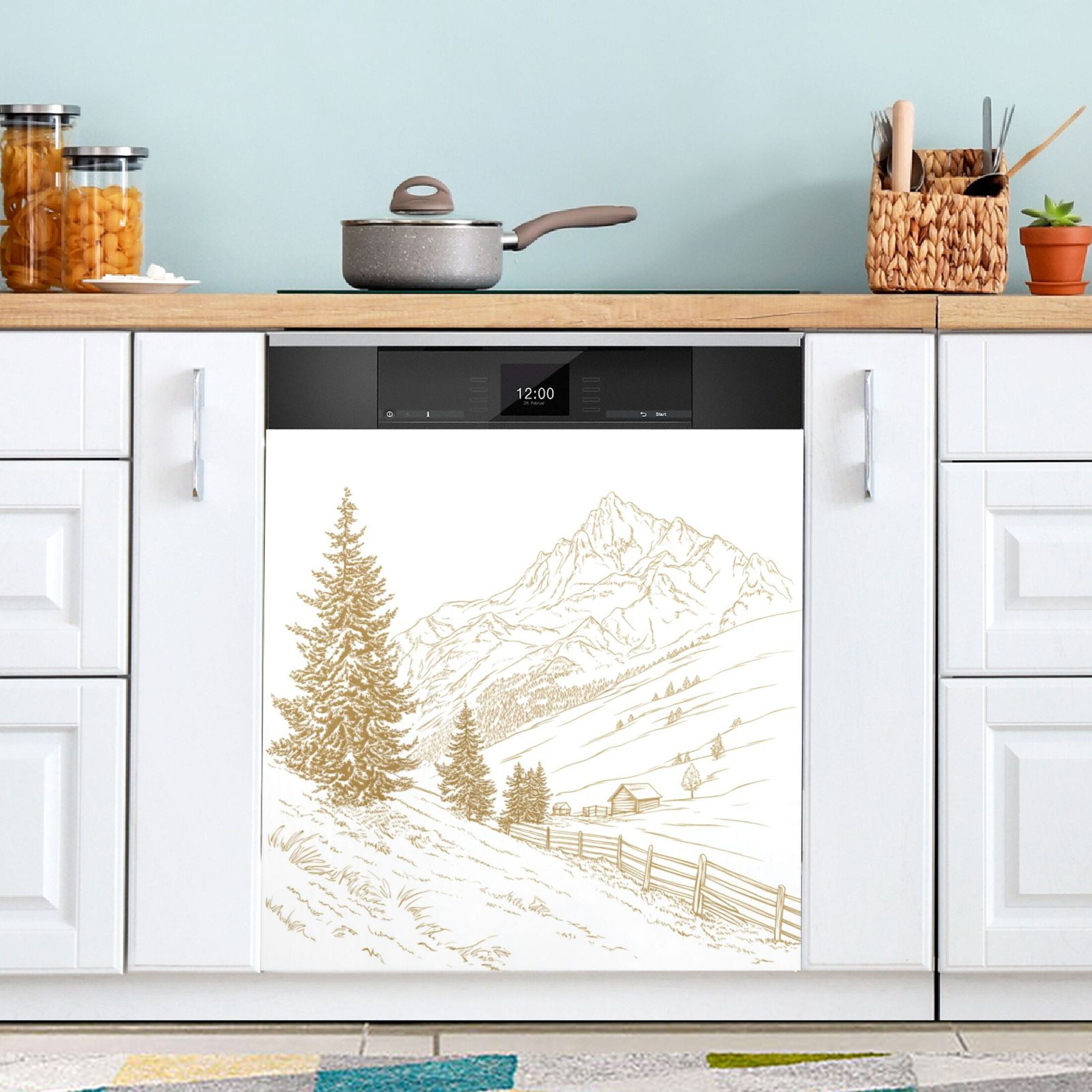 Dishwasher Magnetic Sticker 23x26 Inch Refrigerator Magnetic Sticker Washing Machine Magnetic Sticker Kitchen Panel Magnetic Sticker Home Decor Pretty Mountains and Trees